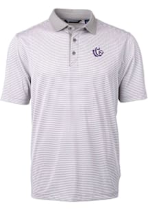 Cutter and Buck TCU Horned Frogs Grey Vault Virtue Eco Pique Micro Stripe Big and Tall Polo