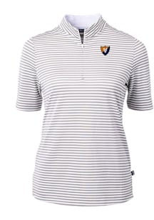 Cutter and Buck Illinois Fighting Illini Womens Grey Vault Virtue Eco Pique Stripe Short Sleeve Po..