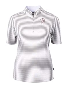 Cutter and Buck Mississippi State Bulldogs Womens Grey Mascot Vault Virtue Eco Pique Stripe Short..