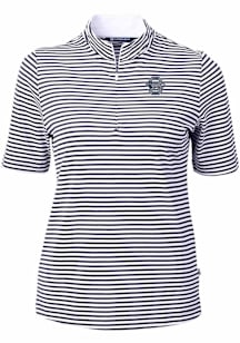 Cutter and Buck Penn State Nittany Lions Womens Navy Blue Vault Virtue Eco Pique Stripe Short Slee..
