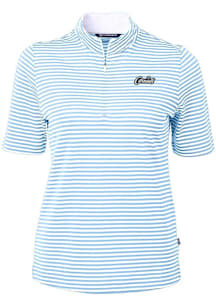 Cutter and Buck UCF Knights Womens Blue Citronaut Vault Virtue Eco Pique Stripe Short Sleeve Polo..