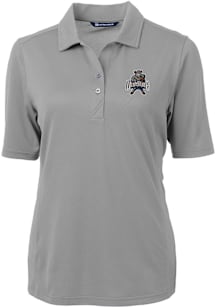 Cutter and Buck Utah State Aggies Womens Grey Vault Virtue Eco Pique Short Sleeve Polo Shirt