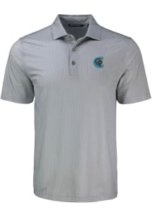 Cutter and Buck Charlotte Knights Mens Grey Pike Shadow Check Short Sleeve Polo
