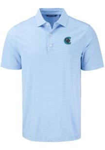 Cutter and Buck Charlotte Knights Mens Blue Forge Eco Fine Line Short Sleeve Polo