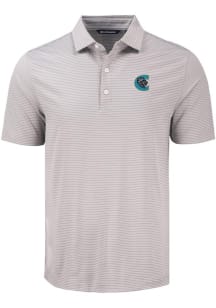 Cutter and Buck Charlotte Knights Mens Grey Forge Eco Fine Line Short Sleeve Polo