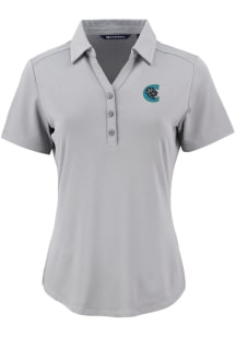 Cutter and Buck Charlotte Knights Womens Grey Forge Eco Polo Short Sleeve Polo Shirt