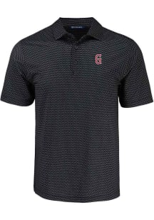 Cutter and Buck Greenville Drive Mens Black Pike Shadow Check Short Sleeve Polo