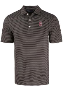 Cutter and Buck Greenville Drive Mens Black Forge Eco Fine Line Short Sleeve Polo