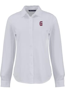 Cutter and Buck Greenville Drive Womens Advantage Soft Pique Long Sleeve White Dress Shirt