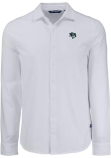 Cutter and Buck Gwinnett Stripers Mens White Advantage Soft Pique Long Sleeve Dress Shirt