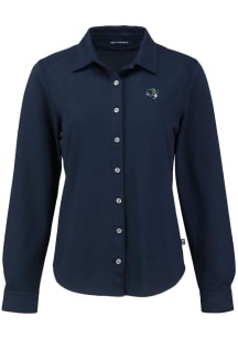 Cutter and Buck Gwinnett Stripers Womens Advantage Soft Pique Long Sleeve Navy Blue Dress Shirt