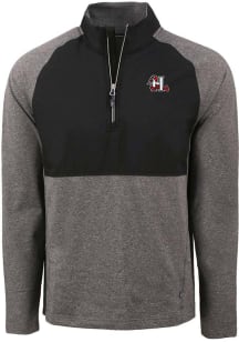 Cutter and Buck Hickory Crawdads Mens Black Adapt Eco Hybrid Long Sleeve Qtr Zip Pullover