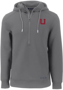 Cutter and Buck Utah Utes Mens Grey Vault Roam Long Sleeve Hoodie