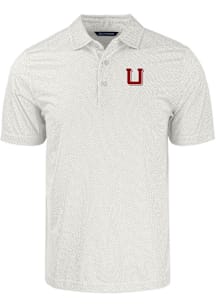 Cutter and Buck Utah Utes Mens White Vault Pike Symmetry Short Sleeve Polo