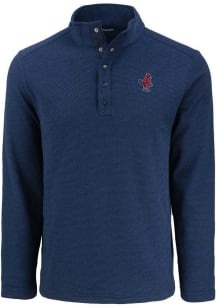 Cutter and Buck Memphis Redbirds Mens Navy Blue Hunts Point Long Sleeve Qtr Zip Pullover