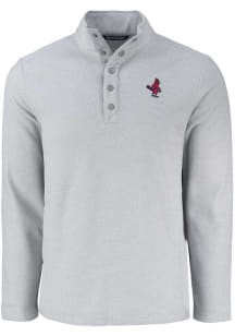 Cutter and Buck Memphis Redbirds Mens Grey Hunts Point Long Sleeve Qtr Zip Pullover