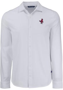 Cutter and Buck Memphis Redbirds Mens White Advantage Soft Pique Long Sleeve Dress Shirt