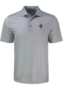 Cutter and Buck Memphis Redbirds Mens Grey Pike Shadow Check Short Sleeve Polo