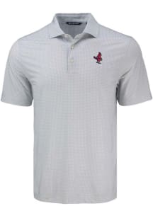 Cutter and Buck Memphis Redbirds Mens Grey Pike Diamond Dot Short Sleeve Polo