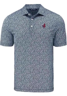 Cutter and Buck Memphis Redbirds Mens Navy Blue Pike Flora Short Sleeve Polo