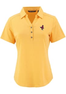 Cutter and Buck Memphis Redbirds Womens Gold Forge Eco Polo Short Sleeve Polo Shirt
