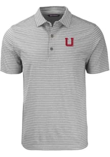 Cutter and Buck Utah Utes Mens Grey Vault Forge Stripe Short Sleeve Polo