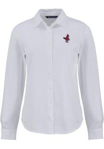 Cutter and Buck Memphis Redbirds Womens Advantage Soft Pique Long Sleeve White Dress Shirt
