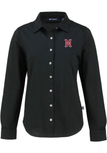 Cutter and Buck Nashville Sounds Womens Advantage Soft Pique Long Sleeve Black Dress Shirt