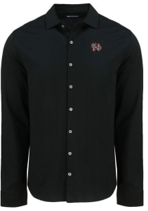 Cutter and Buck Norfolk Tides Mens Black Advantage Soft Pique Long Sleeve Dress Shirt