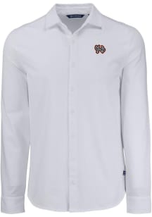 Cutter and Buck Norfolk Tides Mens White Advantage Soft Pique Long Sleeve Dress Shirt