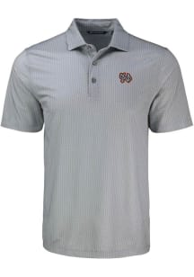 Cutter and Buck Norfolk Tides Mens Grey Pike Shadow Check Short Sleeve Polo
