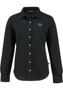 Cutter and Buck Norfolk Tides Womens Advantage Soft Pique Long Sleeve Black Dress Shirt