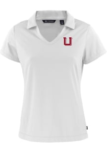 Cutter and Buck Utah Utes Womens White Daybreak V Neck Short Sleeve Polo Shirt
