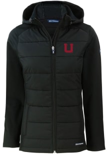 Cutter and Buck Utah Utes Womens Black Evoke Hood Heavy Weight Jacket