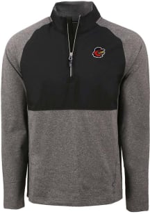 Cutter and Buck Rochester Red Wings Mens Black Adapt Eco Hybrid Long Sleeve Qtr Zip Pullover