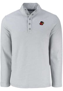 Cutter and Buck Rochester Red Wings Mens Grey Hunts Point Long Sleeve Qtr Zip Pullover