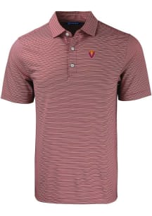 Cutter and Buck Virginia Tech Hokies Mens Red Forge Double Stripe Short Sleeve Polo