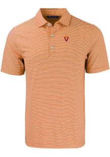 Cutter and Buck Virginia Tech Hokies Mens Orange Forge Double Stripe Short Sleeve Polo
