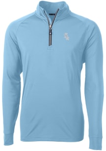 Cutter and Buck Chicago White Sox Mens Blue Mono Adapt Eco Knit Long Sleeve Qtr Zip Pullover