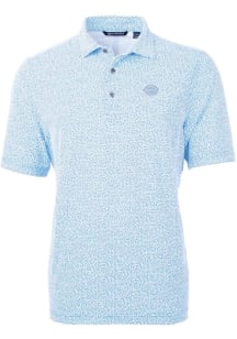 Cutter and Buck Cincinnati Reds Mens Blue Mono Virtue Eco Pique Botanical Short Sleeve Polo