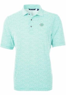 Cutter and Buck Cincinnati Reds Mens Green Mono Virtue Eco Pique Botanical Short Sleeve Polo