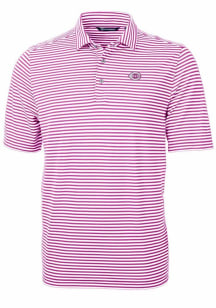 Cutter and Buck Cincinnati Reds Mens Purple Mono Virtue Eco Pique Stripe Short Sleeve Polo