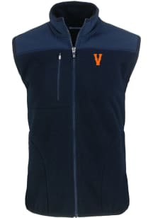 Cutter and Buck Virginia Cavaliers Big and Tall Navy Blue Cascade Sherpa Mens Vest