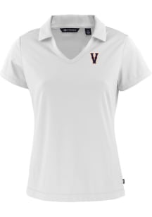 Cutter and Buck Virginia Cavaliers Womens White Daybreak V Neck Short Sleeve Polo Shirt