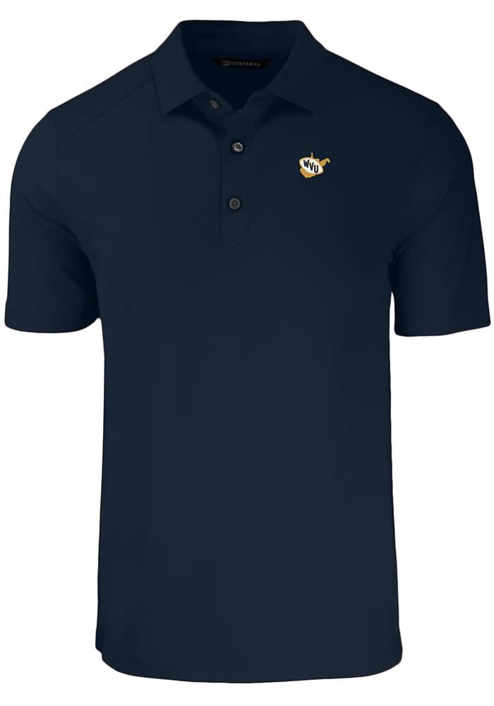 West Virginia Mountaineers Cutter and Buck NAVY Forge Big and Tall Golf Shirt