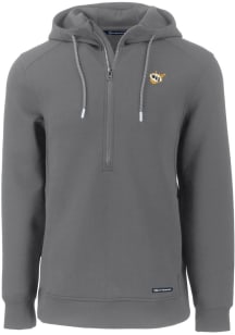 Cutter and Buck West Virginia Mountaineers Mens Grey Roam Long Sleeve Hoodie