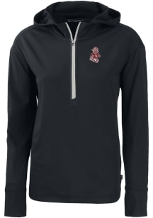 Cutter and Buck Washington State Cougars Womens Black Daybreak Hood 1/4 Zip Pullover
