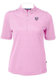 Cutter and Buck Chicago Bears Womens Purple Mono Virtue Eco Pique Stripe Short Sleeve Polo Shirt