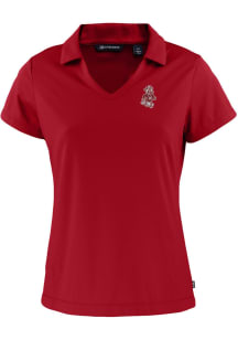 Cutter and Buck Washington State Cougars Womens Cardinal Vault Daybreak V Neck Short Sleeve Polo..