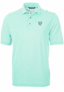 Cutter and Buck Chicago Bears Mens Green Mono Virtue Eco Pique Stripe Short Sleeve Polo